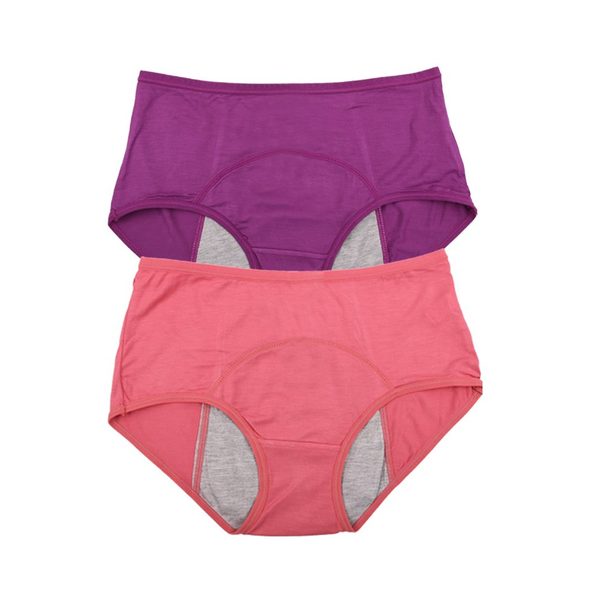 YOYI FASHION Bamboo Viscose Period Briefs, 2 Pack, Purple Elegance Red