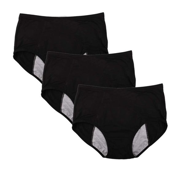 YOYI FASHION Bamboo Viscose Period Briefs, 3 Pack, Black