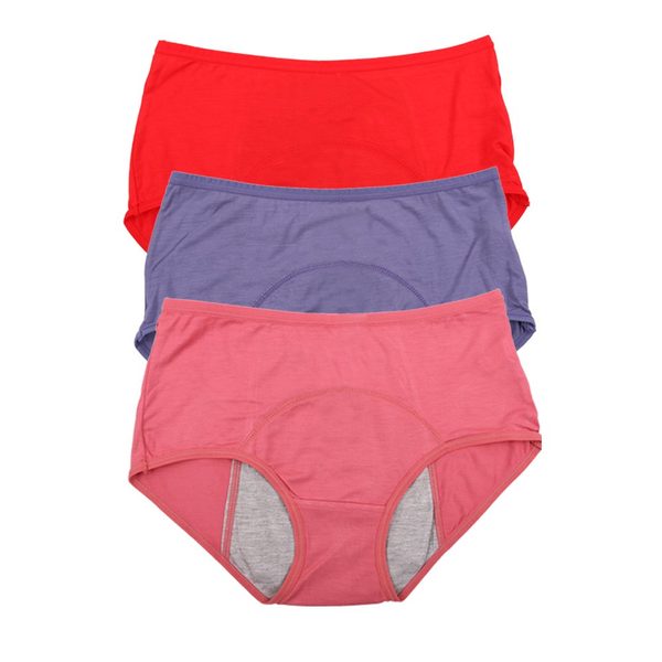 YOYI FASHION Bamboo Viscose Period Briefs, 3 Pack, Red Denim Blue Elegance Red