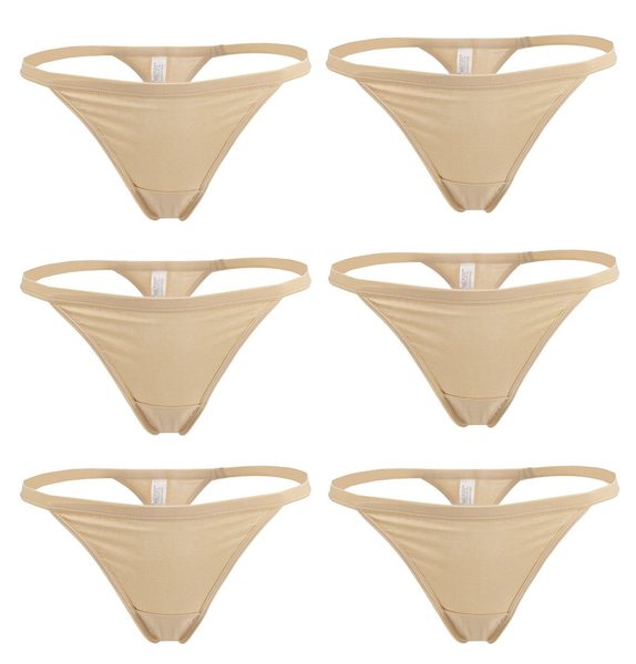 YOYI FASHION Cotton G-String Thong, 6 Pack, Beige