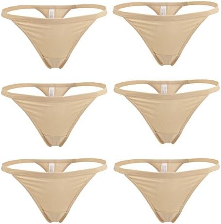 YOYI FASHION Cotton G-String Thong, 6 Pack, Beige