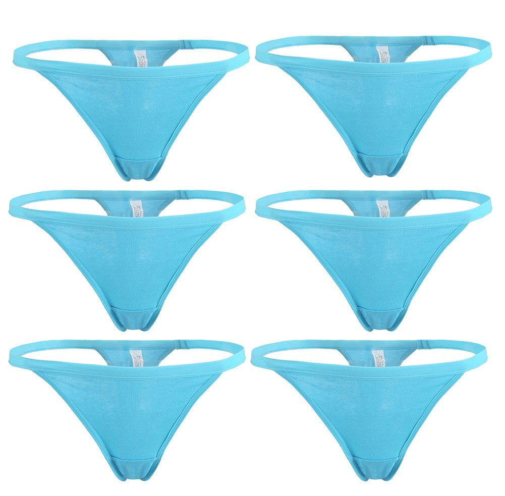 YOYI FASHION Cotton G-String Thong, 6 Pack, Blue
