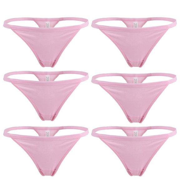 YOYI FASHION Cotton G-String Thong, 6 Pack, Pink