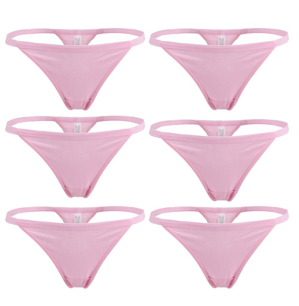 YOYI FASHION Cotton G-String Thong, 6 Pack, Pink