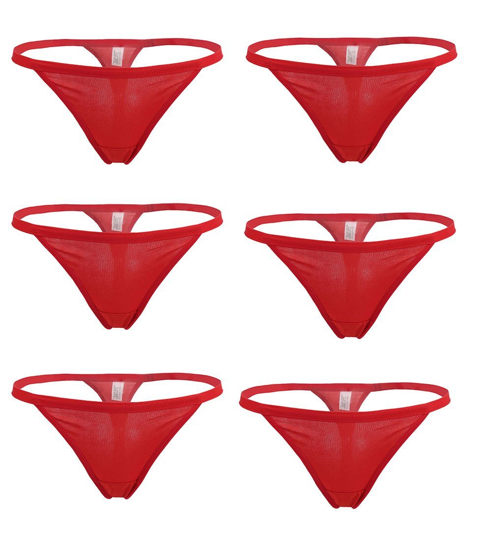 YOYI FASHION Cotton G-String Thong, 6 Pack, Red