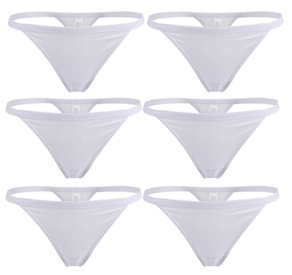 YOYI FASHION Cotton G-String Thong, 6 Pack, White