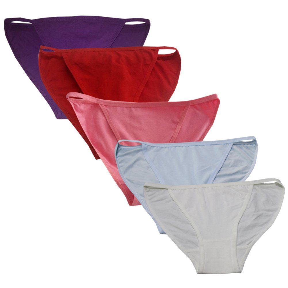 YOYI FASHION Cotton String Bikini, 5 Pack, Cream Red Watermelon Purple Light Blue