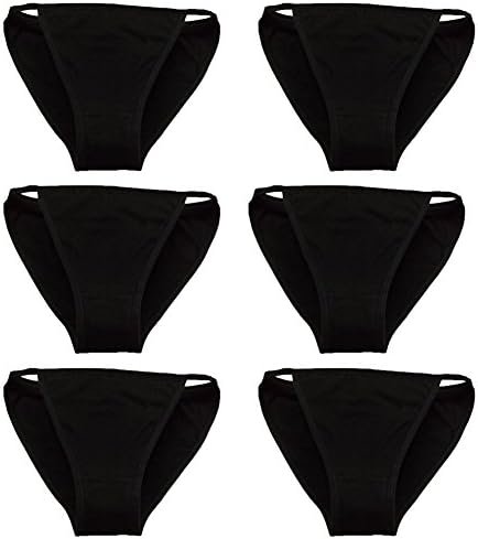 YOYI FASHION Cotton String Bikini, 6 Pack, Black