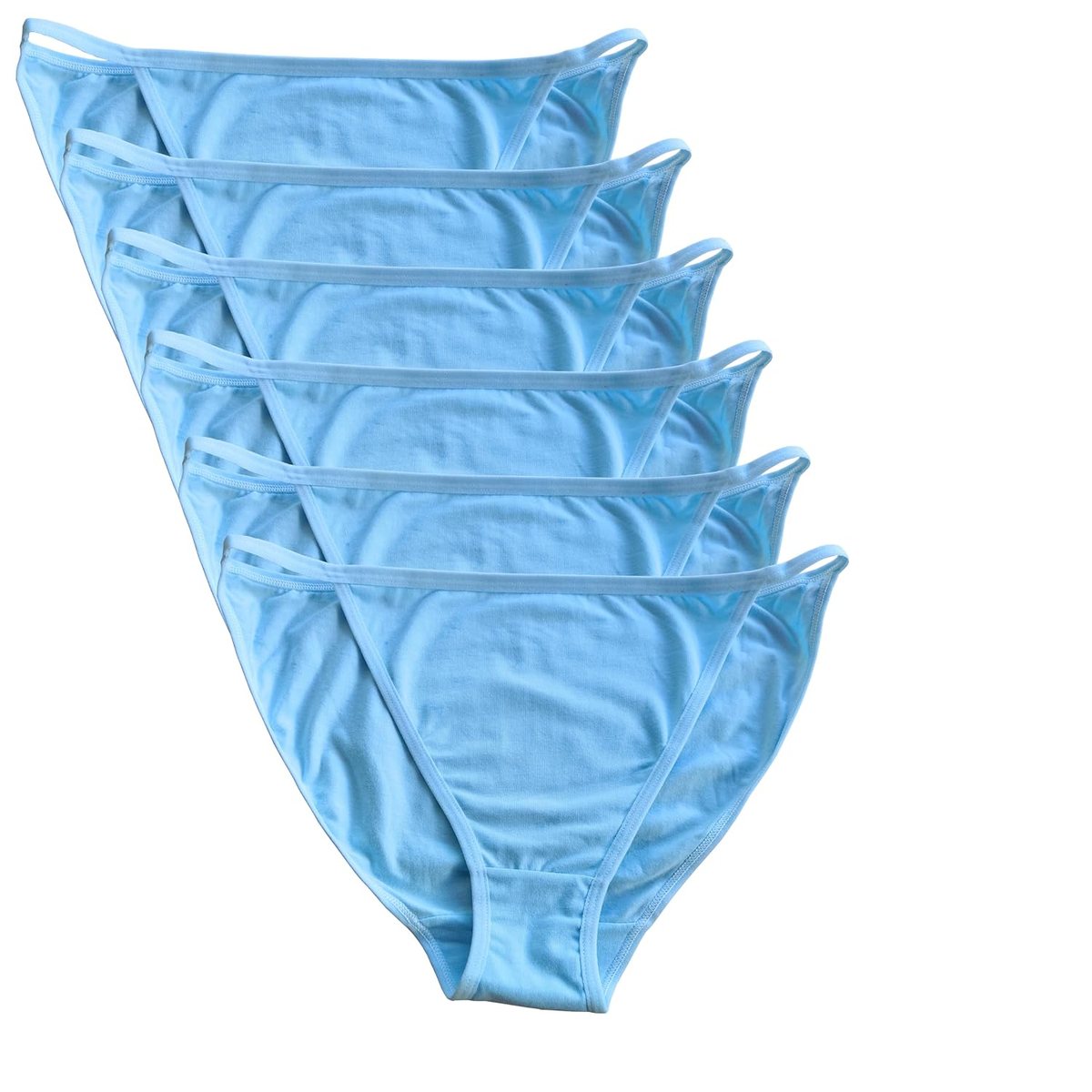 YOYI FASHION Cotton String Bikini, 6 Pack, Light Blue