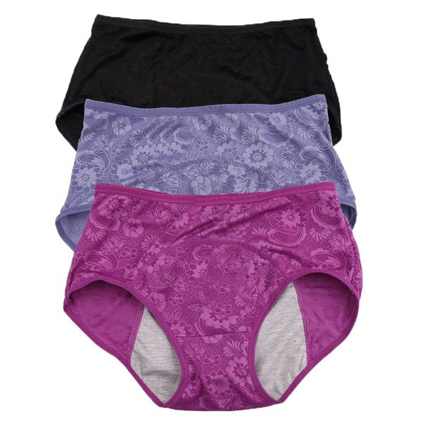 YOYI FASHION Jacquard Period Briefs, 3 Pack, Black Blue Purple