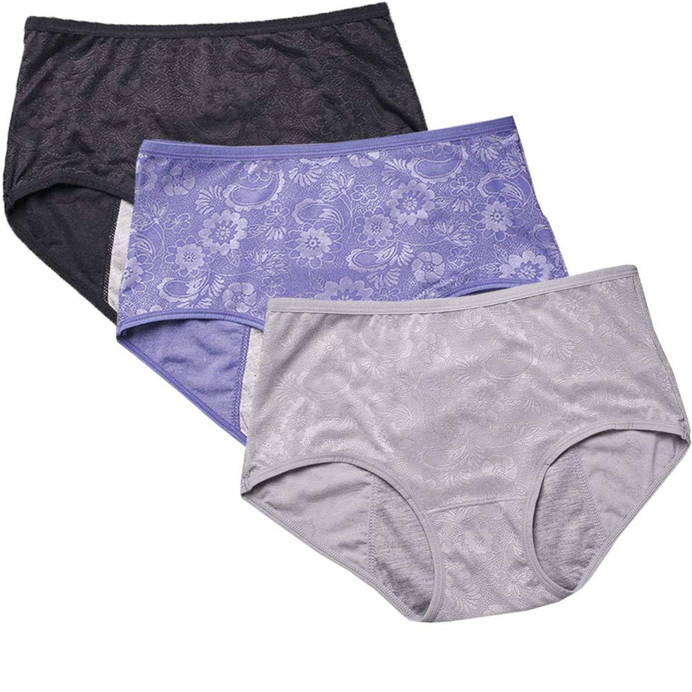 YOYI FASHION Jacquard Period Briefs, 3 Pack, Black Grey Blue