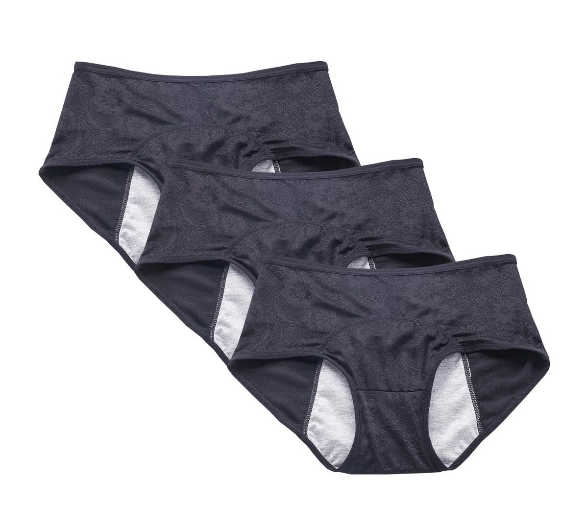 YOYI FASHION Jacquard Period Briefs, 3 Pack, Black
