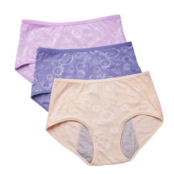 YOYI FASHION Jacquard Period Briefs, 3 Pack, Blove Skin Nelumbo