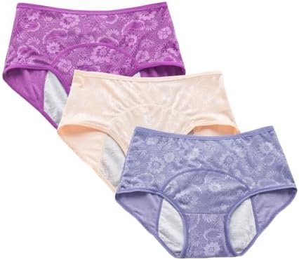 YOYI FASHION Jacquard Period Briefs, 3 Pack, Blue Nude Violet
