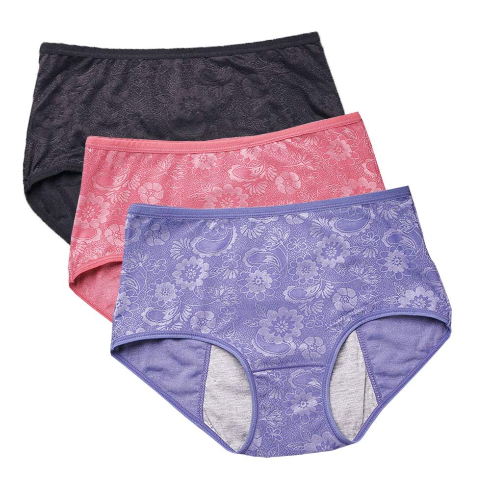 YOYI FASHION Jacquard Period Briefs, 3 Pack, Dark Rouge Blove