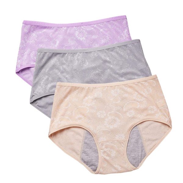 YOYI FASHION Jacquard Period Briefs, 3 Pack, Gray Nelumbo Skin