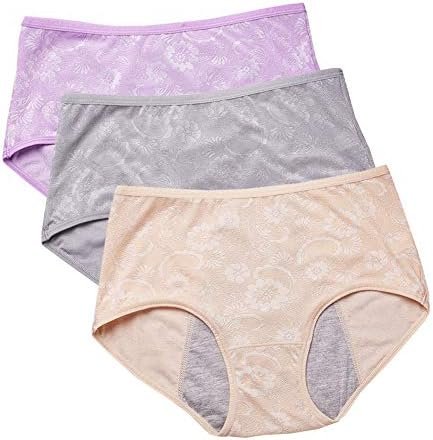 YOYI FASHION Jacquard Period Briefs, 3 Pack, Gray Nelumbo Skin
