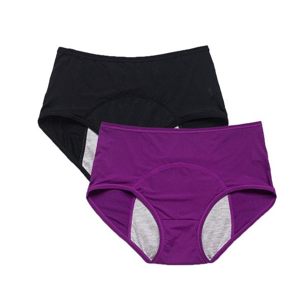 YOYI FASHION Mesh Period Briefs, 2 Pack, Purple Black