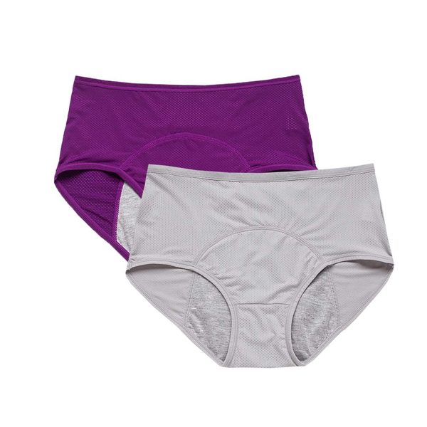 YOYI FASHION Mesh Period Briefs, 2 Pack, Purple Gray