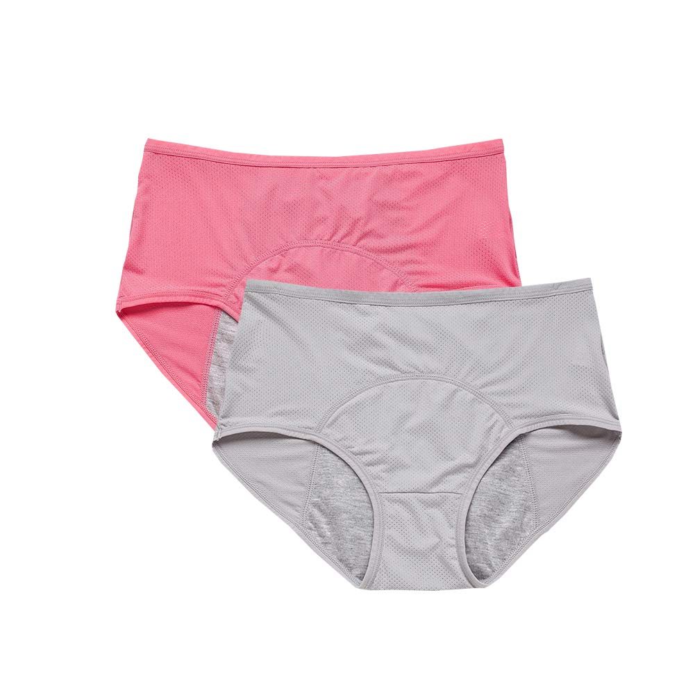 YOYI FASHION Mesh Period Briefs, 2 Pack, Watermelon Gray