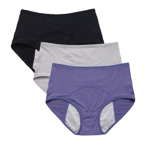 YOYI FASHION Mesh Period Briefs, 3 Pack, Blue Black Gray