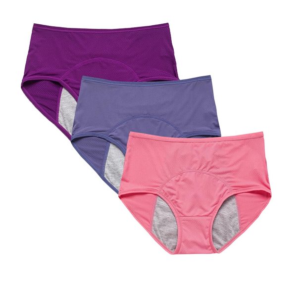 YOYI FASHION Mesh Period Briefs, 3 Pack, Purple Blue Watermelon