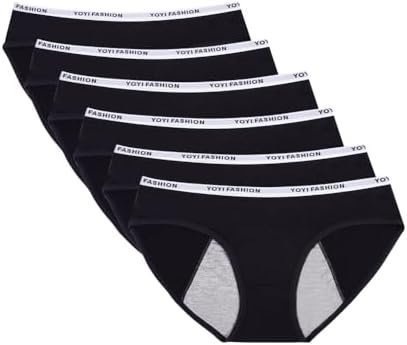 YOYI FASHION Teen Period Underwear, 6 Pack, Black